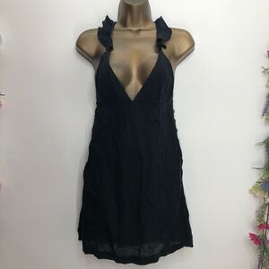 Free People black Jose linen and cotton mini dress